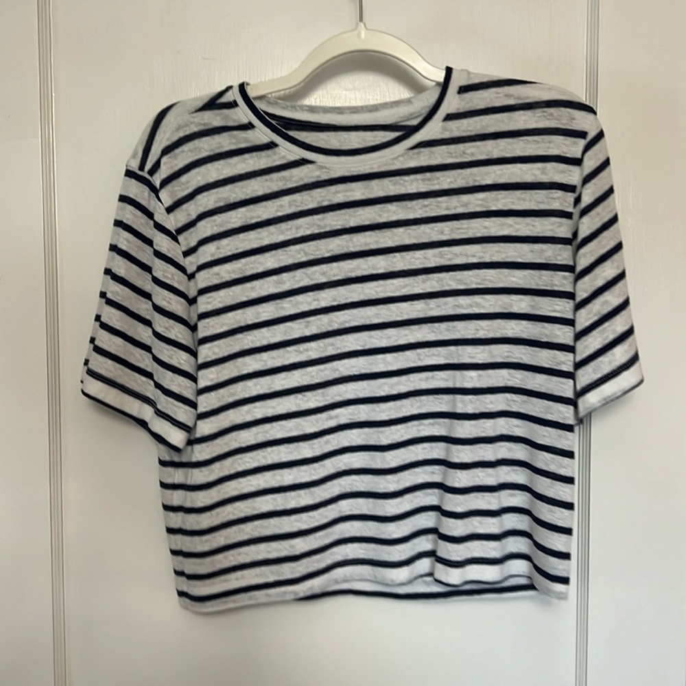 target universal thread blue and white striped crop top